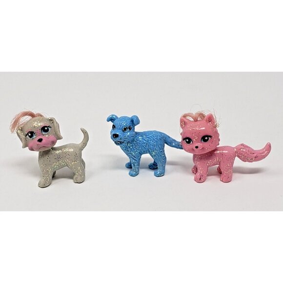 6 Polly Pocket Glitter Pets 4 Cats & 2 Dogs Figures - Picture 3 of 3